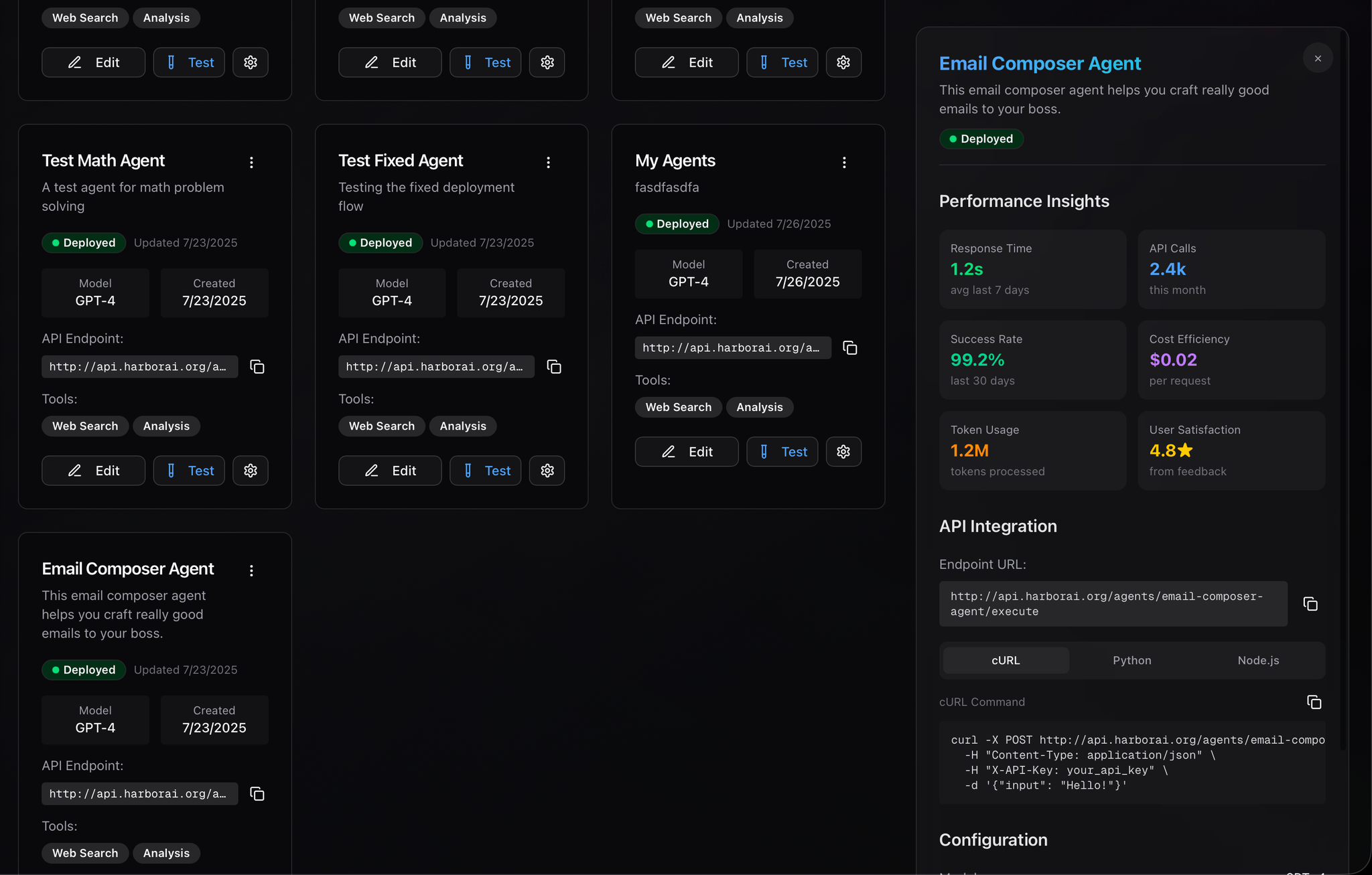 Harbor Agent Management Dashboard